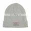 custom stripe beanie with custom patch label grey beanie hats