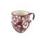 white 400ml custom logo purple ceramic embossed stoneware coffee tea mug