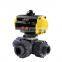 Hot Sale AC220V DN25 1inch 3 Way Plastic PVC Pneumatic Actuator Ball Valve