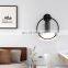 Modern Hotel Sconce Reading Surface Mounted Decor Interior LED Wall Light Black Gold Ring Round Wall Lamp