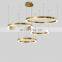 Custom Round Gold LED Pendant Light Hotel Living Room Postmodern Stainless Steel Ring Pendant Light
