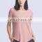 Wholesale Women Breathable Gym Oversized Yoga Tops U Hem Fitness Sports T-Shirts