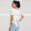 Cool Jacquard Short Sleeved T-Shirts Custom Logo Women Back Slit Yoga Summer Tank Tops