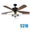 Hand Pull UL Ceiling Fan With Three Light 5 Wooden Blades