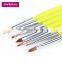 New 7PCS/Set yellow color nail Art Acrylic Brushes painting pen liner drawing