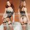 Sexy Lingerie Lace Hollow Dress Underwear Sleepwear Babydoll G-String Black 2pcs