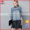 Half Sleeves Ladies Custom Lace Denim T Shirt Women's Dress 2016