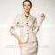 2014 Top Quality 100% wool Classic beige four button women office skirt suit                        
                                                Quality Choice
