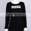 Womens' round neck long sleeve pullover knitted sweater with jacquard&letters