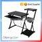Rectangular black screen tempered glass top computer desk with small drawer