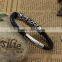 Fashion Mens Jewelry Customrized Logo Stainless Steel Beads Leather Bracelet