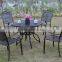 Outdoor furniture black cast aluminium dining table and chairs garden furniture, home furniture