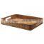 Natural rattan storage serving tray