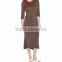 Wholesale OEM Apparel Clothes Women 3/4 Sleeve Side Split Midi Dress