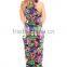 Garment factory oem sleeveless floral printed bohemian dress pattern Summer casual dresses Colorful Pattern Print women Dress