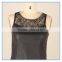 Women Custom Pu Leather Fabric Neck Chain Design Lace Patchwork Tank Top
