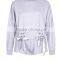 Lilac Lace Up Lounge Sweatshirt Drop Shoulder Side Eyelet With Short Pants Cuffed Hem Soft Jesery Sweater