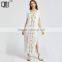 White short sleeve maxi Dress, women emboriedered fashion mesh dress