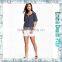 Hot Styles High Quality Ladies Blue White Stripe Knit Open O Neck T-Shirts Adult's Tops
