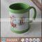 colorful mugs with white decal panel