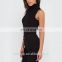 New Style Black Sleeveless Ribbed Stretch Women Fashion Bodysuit