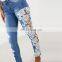 New Blue Lace Cut Out Latest Jeans Tops Girls