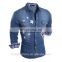 New Designer Cusual Coats Mens Printing Pattern Collar Sleeve Denim Dress Shirts
