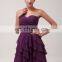 Grace Karin Ladies Strapless Knee Length Chiffon Short Grape Evening Dress CL3439