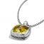 sterling silver Jewelry 20mm albion pendant with lemon citrine and diamonds(P-095)