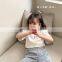 X1202/White colorful simple fashion t shirt for girls kids heart embroidery cartoon girls top