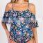 New Maternity One-piece Swimsuit Stripe Print Ruffled print Swimsuit