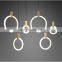 Nordic Indoor Lighting Modern Acrylic Round Ring LED Metal Light Pendant Lamp