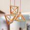 Triangle Wooden Frame Chandelier Lighting wood hanging lamp for home decor