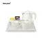 small white plastic tray/hotel supplies and restaurant supplies stainless steel electric water kettle with tray set