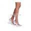 Ladies Silver Metallic Pointed Court High Heels Sandals Use Good Quality and Make Women Shoes High (5cm-8cm) Spike Heels PU PK