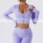 Women Long Sleeve Sport Tshirts Yoga Factory Sales Front Button Quick Dry Crop Tops