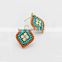 Euramerican Earring Jewelry Coral and Turquoise Beaded Earring Fashion Ethnic Earring Boho