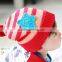 Hot Selling Star Applique Baby Boys Girls Stripe Knitted Pom Pom Baby Beanie Cap