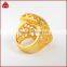 Fashion hollow bird's nest shape gold plated bezel rectangle natural turquoise ring