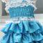 2016 wholesale cute baby princess capsleeve satin dress with ruffles