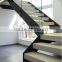 white painted straight stairs with wooden tread ---YUDI