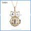 Hot Jewelry Cute Owl Metal Hollow Cage Chime Box Pendant Maternity Pregnancy Necklace With Musical Sound Bell Ball BAC-M065