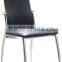 L815 NEW 3 pc Glass Dining Set Table With 6 Black Faux Leather Chairs Chrome Steel