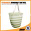 Tote shoulder shopping tote bag women stripe paper straw and jute handbag
