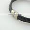 Factory Men Bangle Metal Black Leather Rope Bracelet