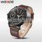 2016 new fashion popular coffee leather band Weide TOP brand men smart watch(UV1508)