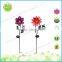 Flower with bird metal stake solar LED ground lamp