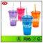 Best Selling Products 16 oz Double Wall Plastic Cup With Straw for Beverage