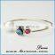 New Summer Fashion Rhinestone Glass Beads Charm Bracelet Copper Brass Bangle