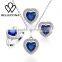 Factory Direct Marquise Gold Plated Jewelry Set Heart Shape Sapphire Necklace Earring Ring